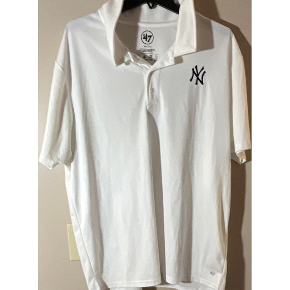 '47 New York Yankees Polo Shirt Men's‎ 2XL White Short Sleeve Embroidered Logo